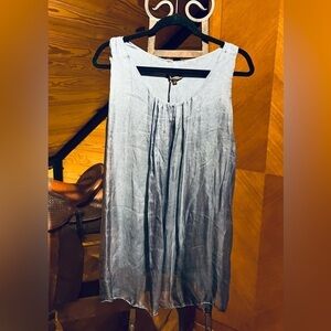 Made in Italy Piazza Roma 100% Silk Overlay Blue Tunic Top